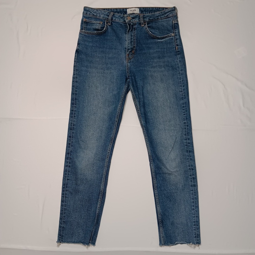 Zara TRF Womens High Rise‎ Slim Straight Raw Hem Cropped Jeans Size 6